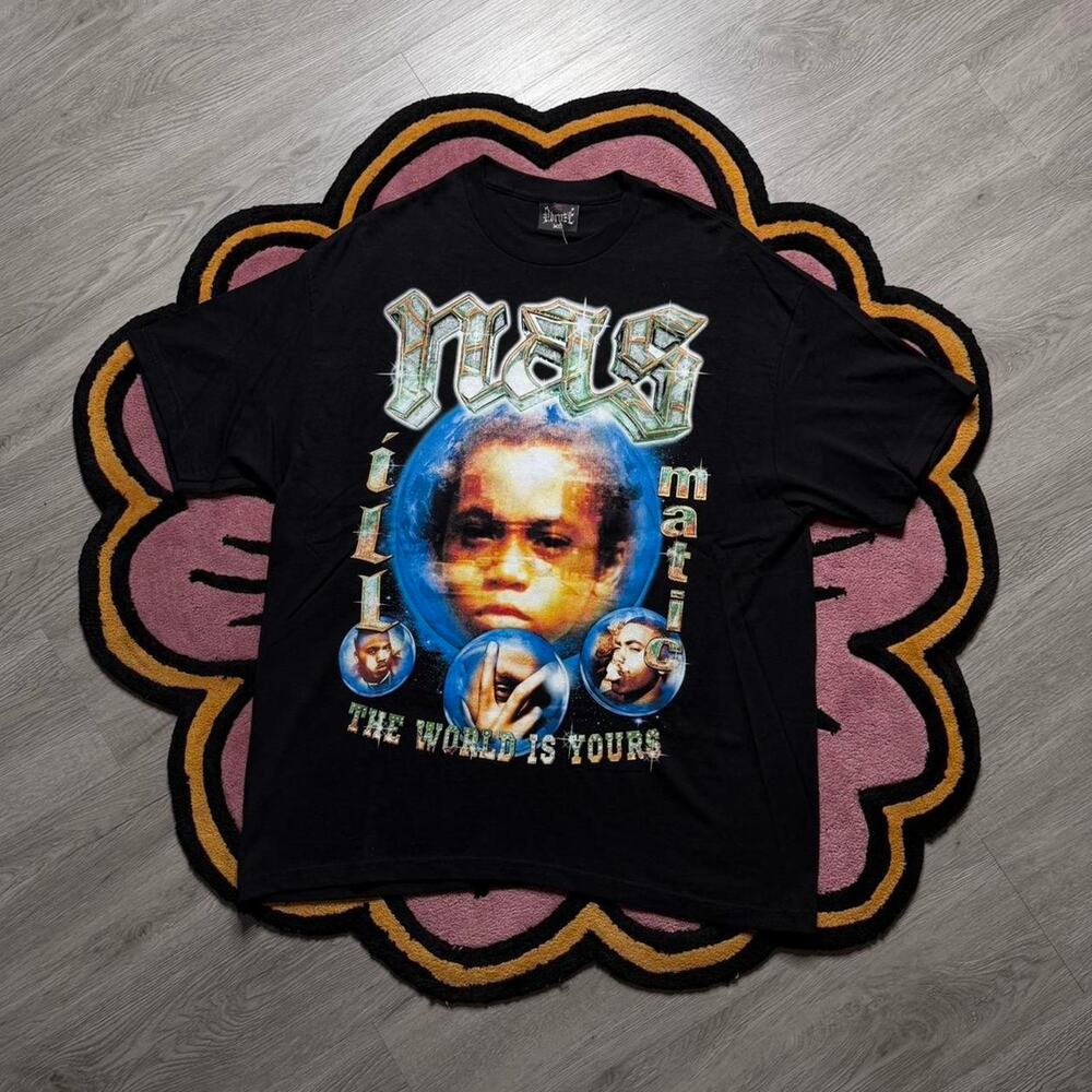 Dbruze Nas NY State of Mind Double Sided Graphic Rap T-shirt Size XL Black